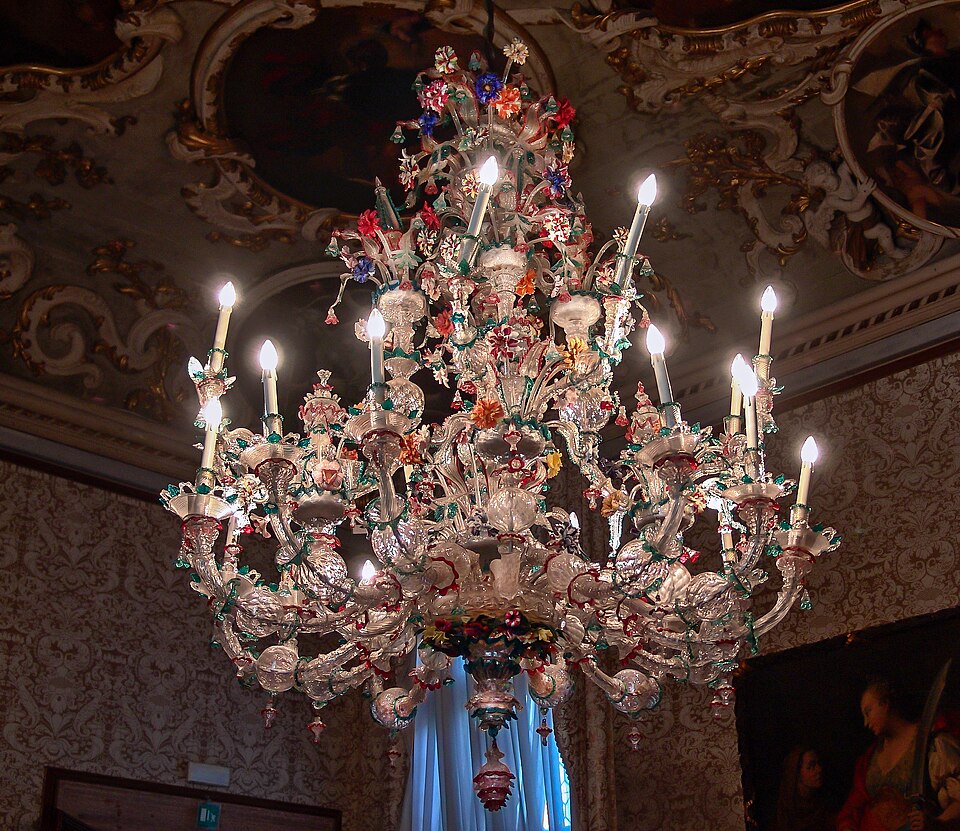 Murano glass chandelier at Ca' Rezzonico, Venice